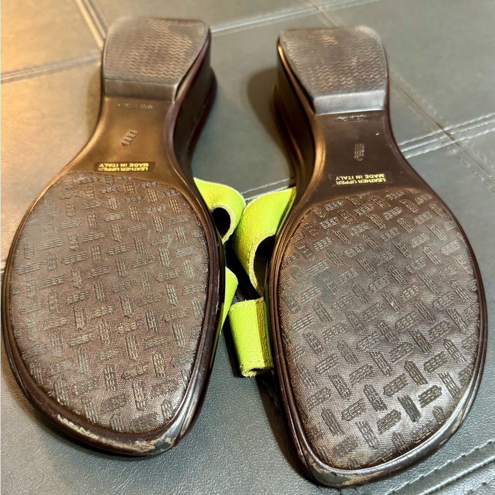 Women’s Lime Green Sandals Italian Shoemakers Size 10 - Picture 9 of 14